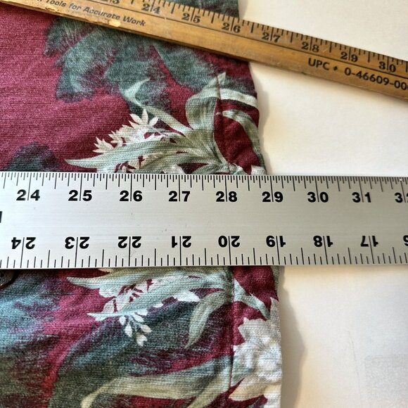 Caribbean Joe Mens Hawaiian Shirt XL Red Tropical Floral Short Sleeve Heavy - Picture 5 of 8